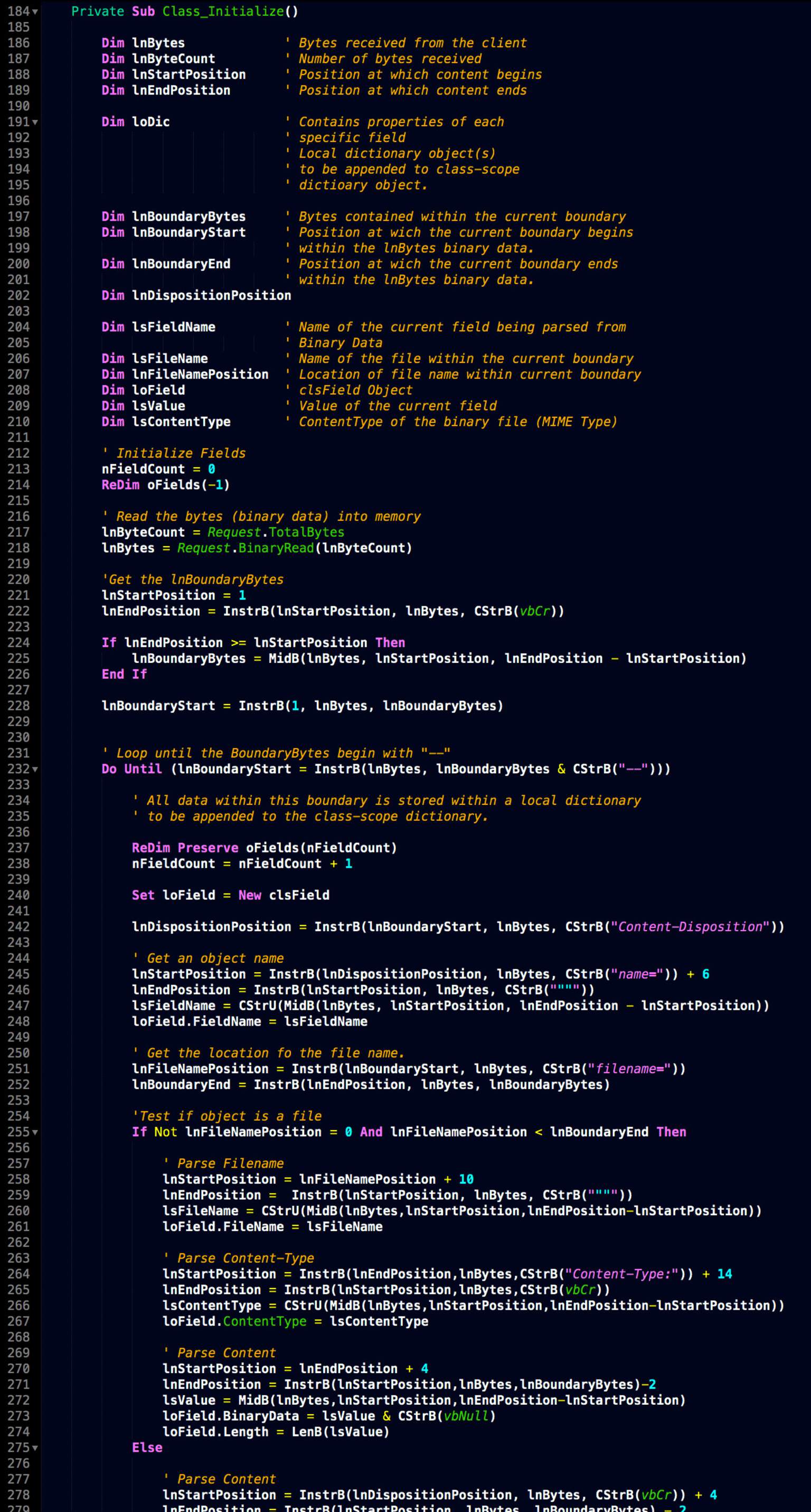 VBScript source code sample